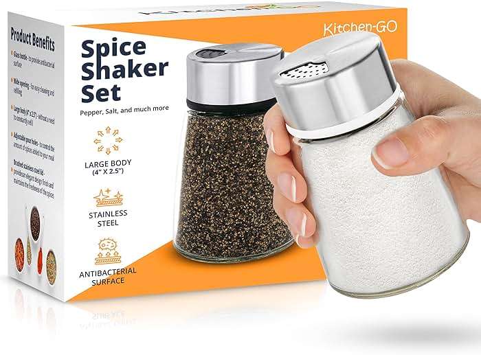 Salt and Pepper Shakers Set with Adjustable Pour Holes - Stainless Steel Spice Dispenser - Perfect for Pink Himalayan, Table Salt, Black and White Pepper - Image 3