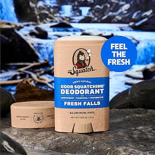Dr. Squatch Natural Men’s Deodorant – Aluminum Free Natural Deodorant Men with Charcoal & Postbiotics for 72-Hour Odor Protection – Fresh Falls, 2.65oz Stick (3-Pack) - Image 2
