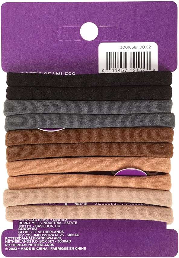 Goody Ouchless Seamless Hair Elastics, 10 Ct, Neutral Tones, Damage-Free Gentle Hold Ties, No Snag or Pull, For All Occasions, Chic Styling Accessories for Women & Men, All Hair Types - Image 2