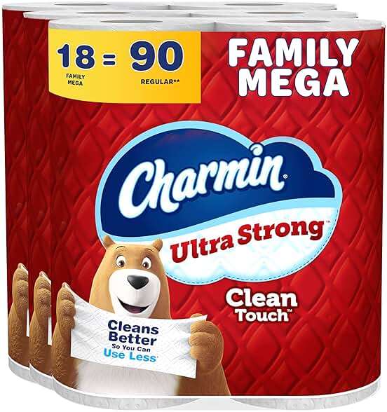 Charmin Ultra Strong Clean Touch 2-Ply Toilet Paper, 18 Family Mega Rolls = 90 Regular Rolls, White - Image 1