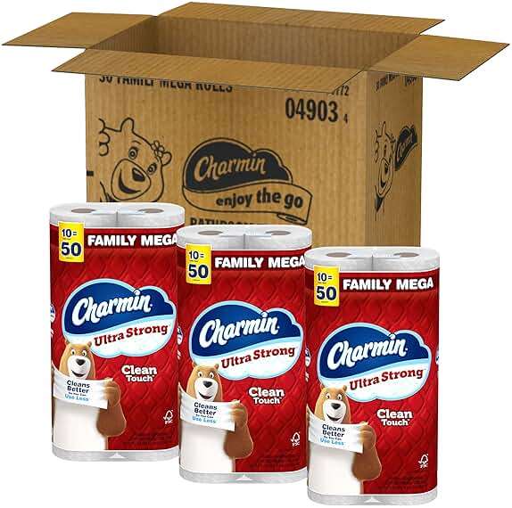 Charmin Ultra Strong Clean Touch 2-Ply Toilet Paper, 18 Family Mega Rolls = 90 Regular Rolls, White - Image 13