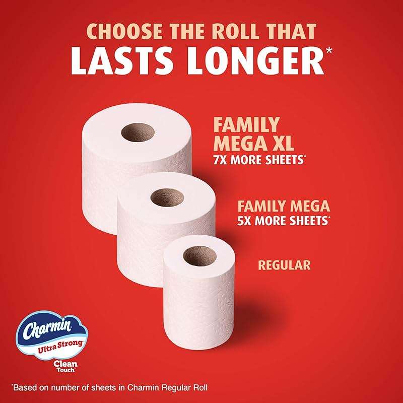 Charmin Ultra Strong Clean Touch Toilet Paper, 24 Family Mega Rolls = 120 Regular Rolls - Image 7