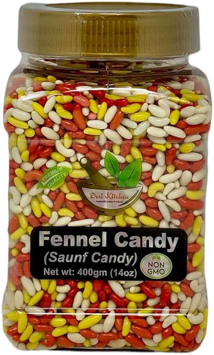 Desi Kitchen Fennel Candy (Saunf Candy) 14oz (400g) | All Natural | Salt Free | Vegan | NON GMO | By Rani Foods - Image 1