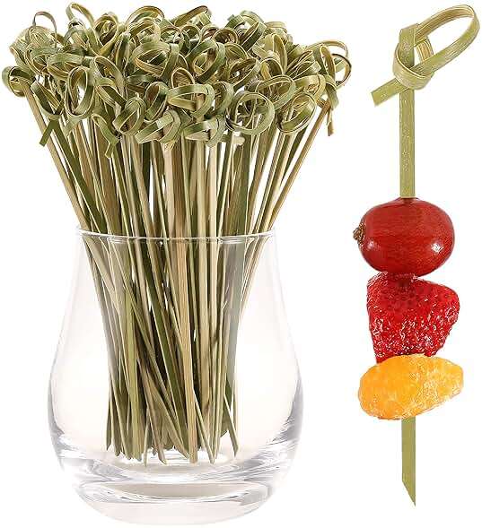 200 PCS Cocktail Picks, 4.7 Inch Toothpicks for Appetizers, Natural Bamboo Knot Skewers, Mini Food Sticks, Fancy Tooth Picks for Drinks,Fruit,Charcuterie,Cocktail Garnish Accessories, Party Supplies - Image 1