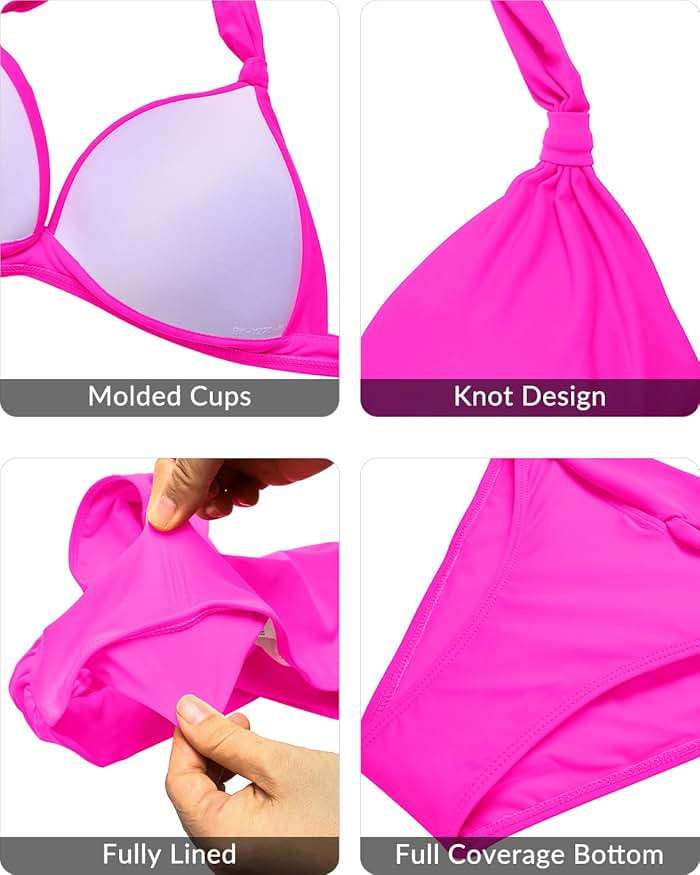 Yonique Women Two Piece Bathing Suits Push Up Bikini Set Halter Swimsuit Vintage Swimwear - Image 7
