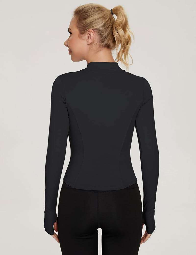 LUYAA Women's Workout Jacket Lightweight Zip Up Yoga Jacket Cropped Athletic Slim Fit Tops - Image 6