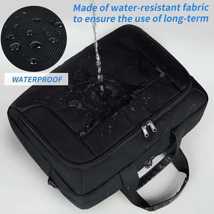 Laptop Bag 17.3 Inch Laptop Briefcase Large Waterproof Laptop Case for Men Women Business Office Work Computer Bag 17 Inch Adjustable Shoulder Messenger Bag, Black - Image 4