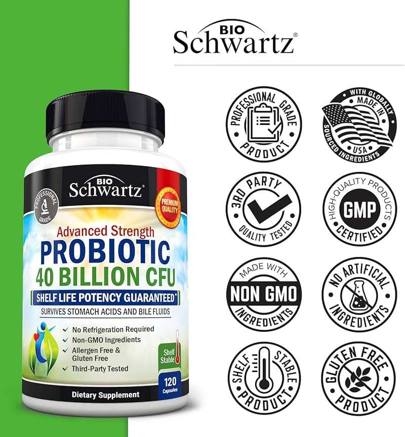 BioSchwartz Daily Probiotic Nutritional Supplement - 40 Billion CFU for Gut Health - Probiotics for Men and Women - Digestive Health with Astragalus & Lactobacillus - Shelf Stable - 120 Count - Image 6