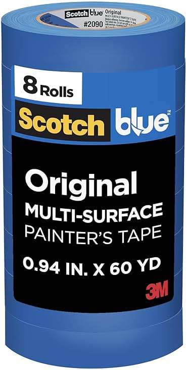 ScotchBlue Painter's Tape, 0.94" Width x 60 Yards, 8 Rolls, Blue, Multi-Surface, Indoor/Outdoor, 45% Renewable Resources, No Residue, DIY, Glass, Wood, 0.94 inches, Made in USA or Imported - Image 1