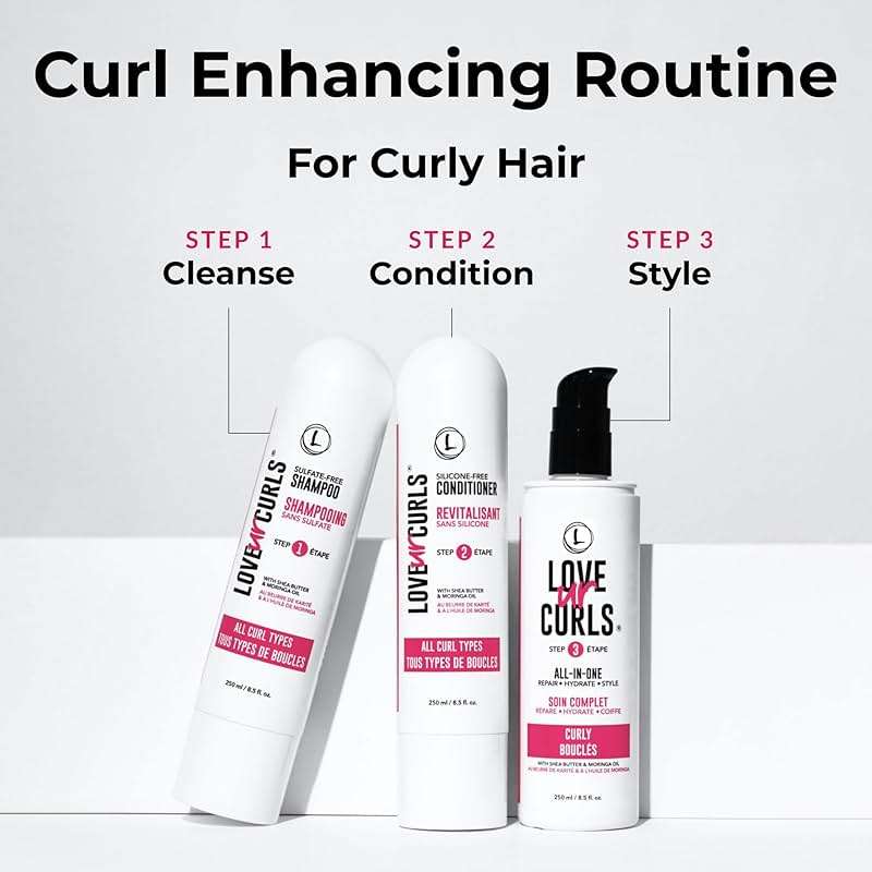 Love Ur Curls - Shampoo & Conditioner Set with All in One Curl Cream Styler for Curly Hair, 3 Step System for Repair and Moisturizing - Image 2