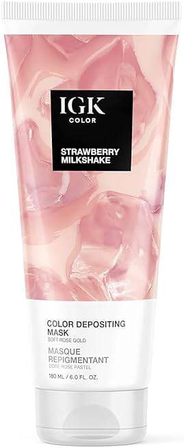 IGK Strawberry Milkshake | Soft Rose Gold Hair Gloss + Color Depositing Mask | Boost Shine, Enhance Pink Tones, Refresh Color | Semi Permanent Conditioning Treatment | Vegan | 6 oz - Image 1