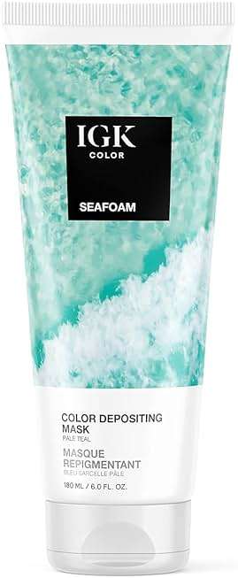 IGK Color Depositing Mask SEAFOAM - Pale Teal | Conditioning + Hydrate + Shine | Vegan + Cruelty Free | 6 Oz - Image 1