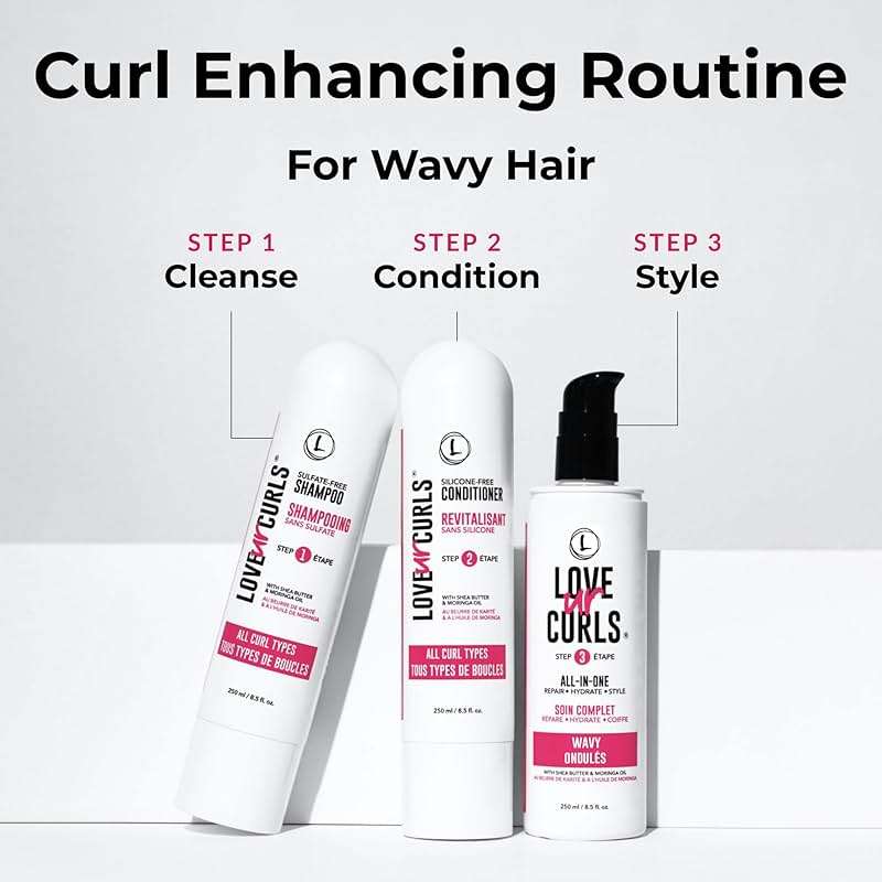 Love Ur Curls - Shampoo & Conditioner Set with All in One Curl Cream Styler for Wavy Hair, 3 Step System for Repair and Moisturizing - Image 2