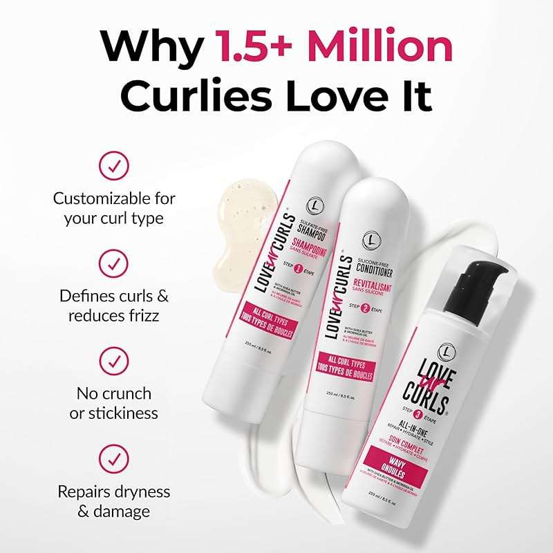 Love Ur Curls - Shampoo & Conditioner Set with All in One Curl Cream Styler for Wavy Hair, 3 Step System for Repair and Moisturizing - Image 7