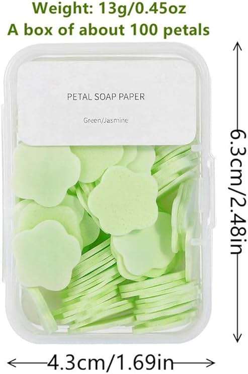 4 Different Scented Mini Fresh Portable Disposable Petal Hand Wash Sheets, Dissolvable Hand Bath Soap, Suitable for Children and Adults, Outdoor, Travel, Camping, 4 Boxes (Approx 400 Sheets) - Image 2