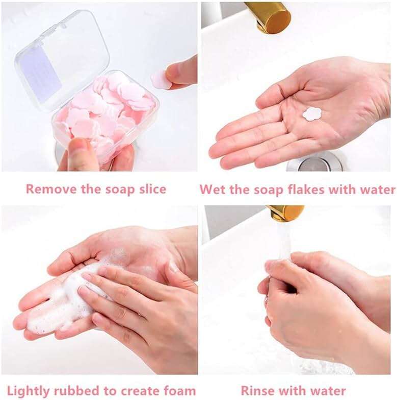 4 Different Scented Mini Fresh Portable Disposable Petal Hand Wash Sheets, Dissolvable Hand Bath Soap, Suitable for Children and Adults, Outdoor, Travel, Camping, 4 Boxes (Approx 400 Sheets) - Image 5