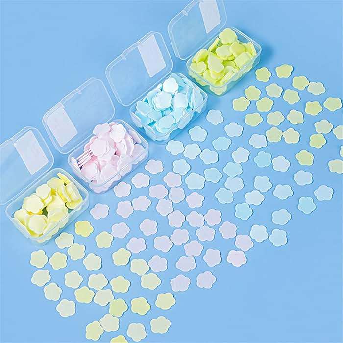 4 Different Scented Mini Fresh Portable Disposable Petal Hand Wash Sheets, Dissolvable Hand Bath Soap, Suitable for Children and Adults, Outdoor, Travel, Camping, 4 Boxes (Approx 400 Sheets) - Image 7