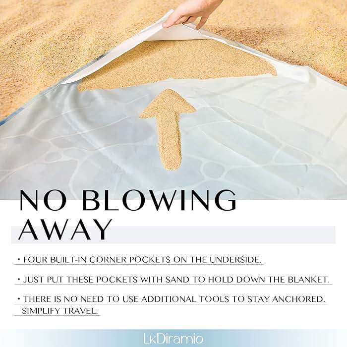 LkDiramio Beach Blanket Sand Proof Waterproof Oversized 100" x 80" Sand Free Mat with Corner Pockets and Mesh Bag for Outdoor, Picnic, Travel, Beach Accessories Portable, Watercolor Turtle - Image 5