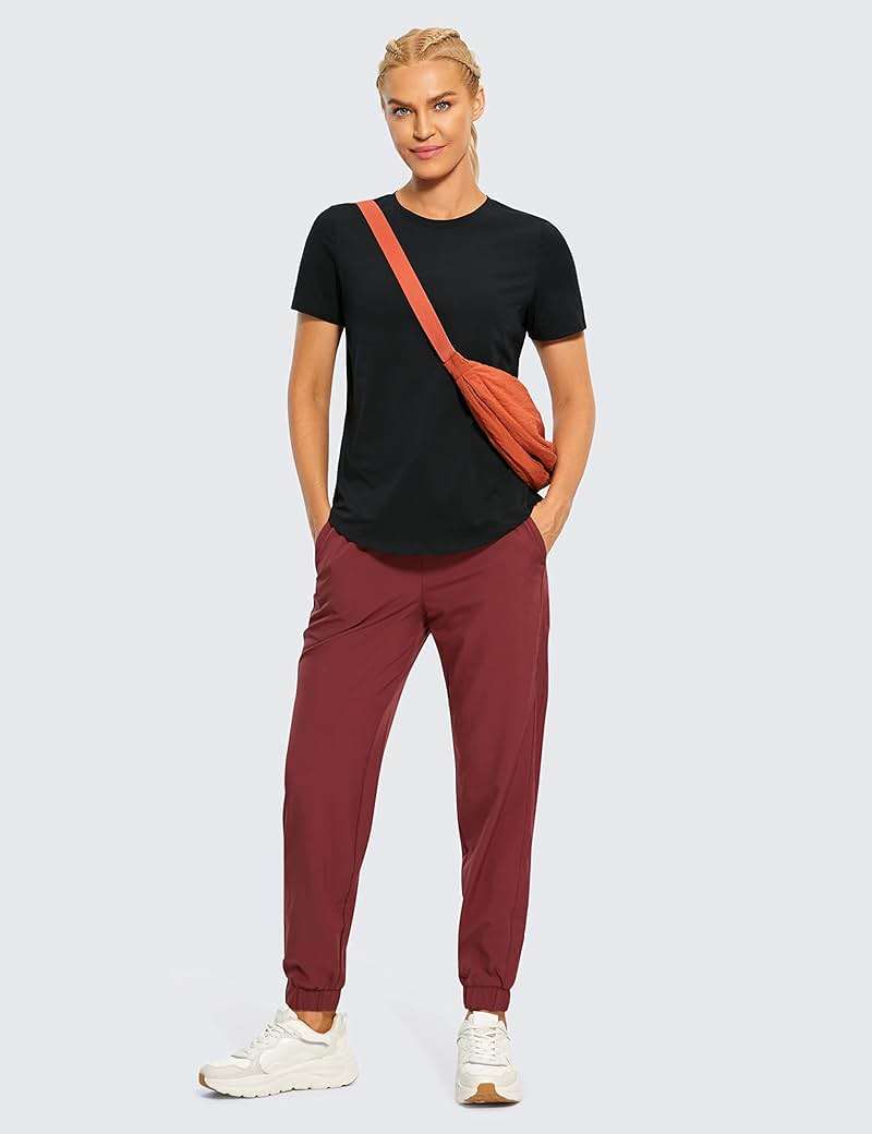 CRZ YOGA Pima Cotton Crewneck T-Shirts for Women - Workout Casual Yoga Athletic Short Sleeve Shirts Soft Crewneck Hip Tops - Image 3