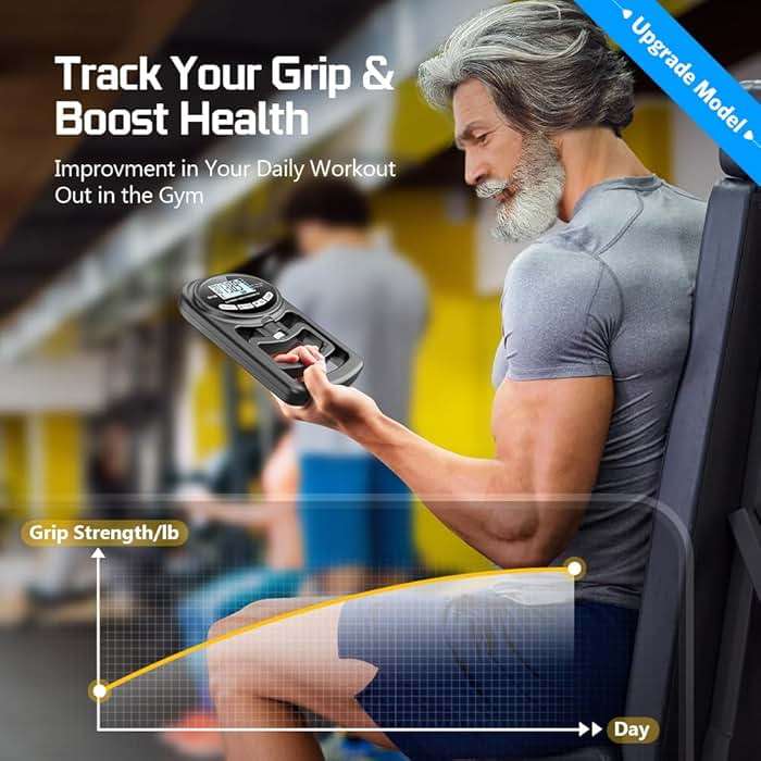 Hand Grip Strength Tester Trainer - Electronic Hand Dynamometer Forearm Grip Strengthener Exerciser Digital Training Gauge 265 Lbs 120 Kgs for Sport Home School Use - Image 3
