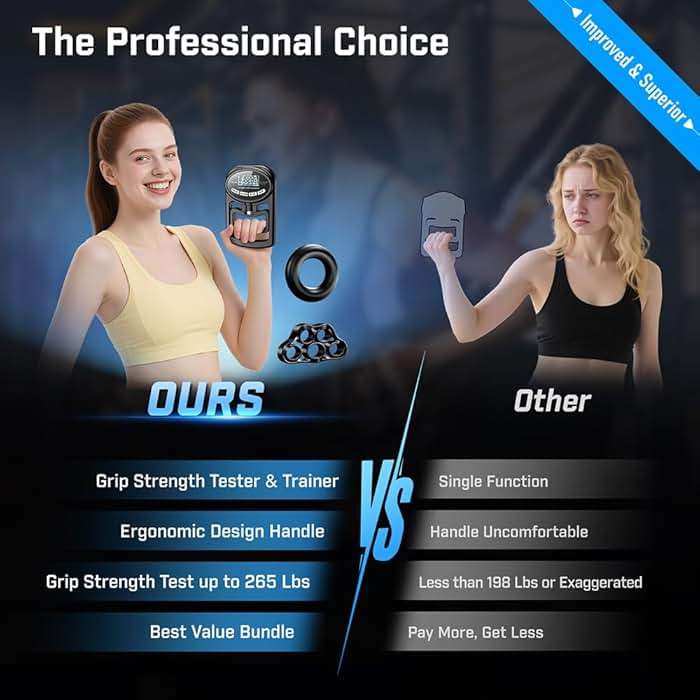 Hand Grip Strength Tester Trainer - Electronic Hand Dynamometer Forearm Grip Strengthener Exerciser Digital Training Gauge 265 Lbs 120 Kgs for Sport Home School Use - Image 6