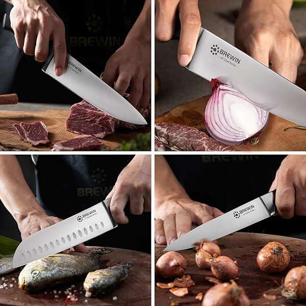 Brewin Professional Kitchen Knives, 3PC Chef Knife Set Sharp Knives for Kitchen High Carbon Stainless Steel, Japanese Cooking Knife with Gift Box - Image 6
