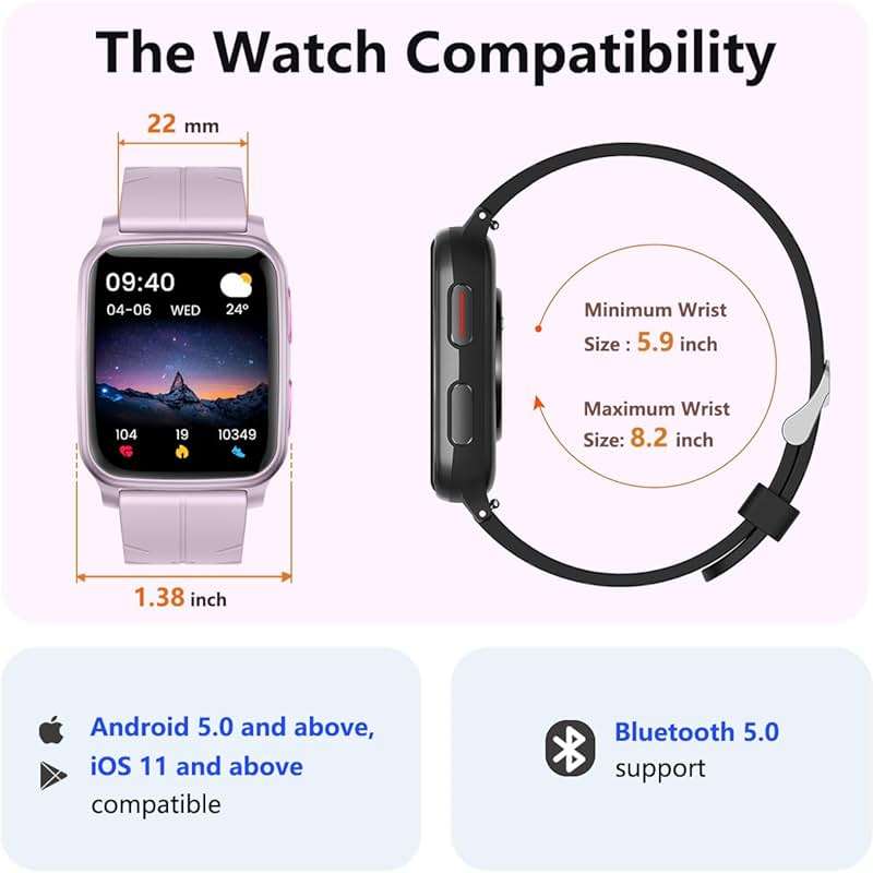 FITVII Fitness Tracker, Smart Watch with 24/7 Blood Pressure Heart Rate and Blood Oxygen Monitor, Sleep Tracker with Calorie Step Counter, IP68 Waterproof Activity Tracker for Women Men Android iOS - Image 6