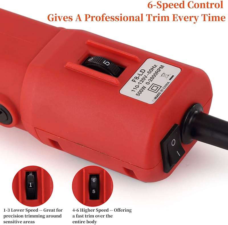 DUCKBOY Heavy Duty Clippers for Thick Coats Animals, 500W Professional Electric Shearing Machine for Horse Pony Cattle and Large Dogs Livestocks Grooming, 6 Speed & 2 Detachable Shearing Blades - Image 5