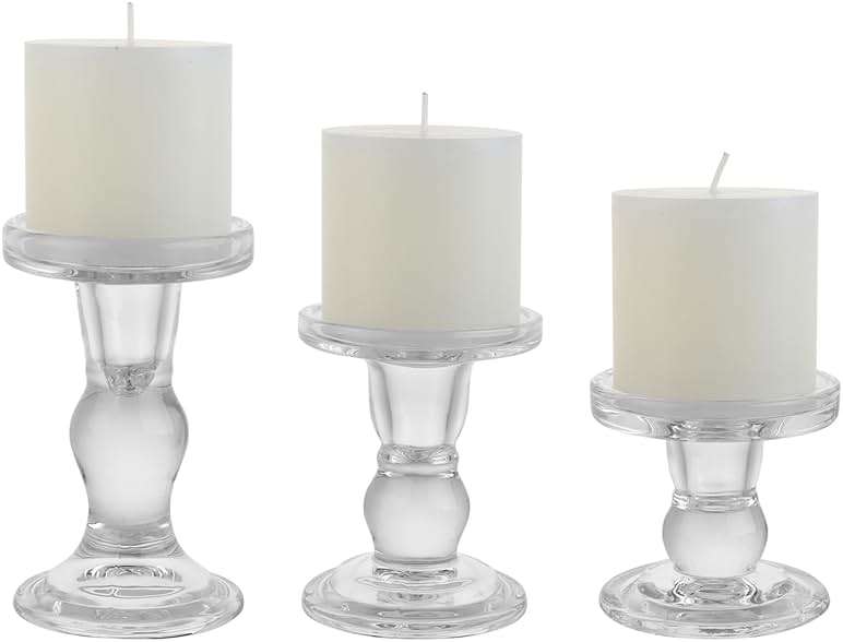 BTGLLAS 6-Piece Set of Glass Candlestick, Crystal Candlestick Holder Holder and Conical Candle, Christmas Candle Holder Decoration, Family Living Room Wedding Candle Holder (Clear 2sets) - Image 4