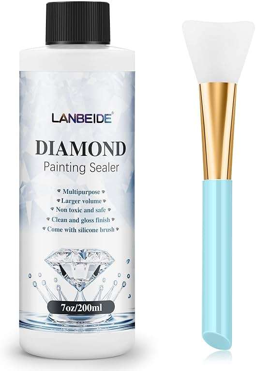 LANBEIDE 200ML Diamond Painting Sealer with Silicone Brush, Updated 5D Diamond Painting Glue Sealer Permanent Hold & Shine Effect Conserver for Diamond Painting and Jigsaw Puzzles (7 OZ) - Image 1