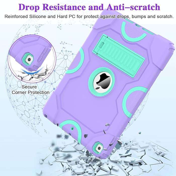 ZoneFoker for iPad 9th Generation Case, iPad 8th 7th Generation Case, iPad 10.2 Inch 2021/2020/2019 Case, Heavy Duty Rugged Shockproof Protective Cover with Kickstand Purple/Green - Image 6