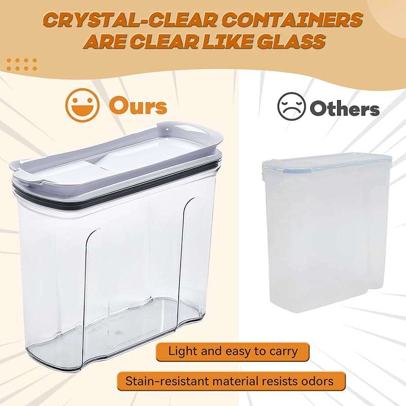 FreshKeeper Cereal Containers Storage Set, Airtight Food Storage Container with Lid 4L/135.2oz, 2PCS BPA-FREE Plastic Pantry Organization Canisters for Rice Cereal Flour Sugar Dry Food in Kitchen - Image 7