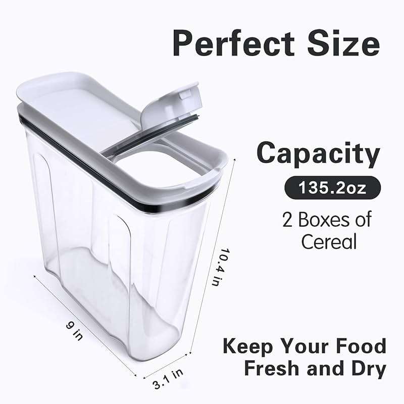 FreshKeeper Cereal Containers Storage Set, Airtight Food Storage Container with Lid 4L/135.2oz, 2PCS BPA-FREE Plastic Pantry Organization Canisters for Rice Cereal Flour Sugar Dry Food in Kitchen - Image 8