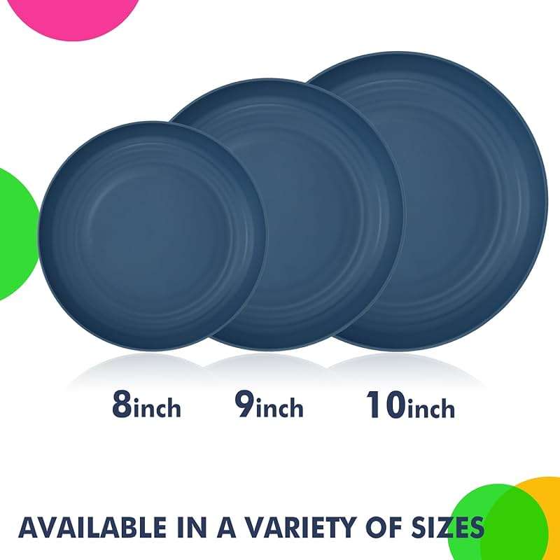 Homienly Deep Dinner Plates Set of 8 Alternative for Plastic Plates Microwave and Dishwasher Safe Wheat Straw Plates for Kitchen Unbreakable Kids Plate Set with 4 Colors (Classic Bright, 9 inch) - Image 5