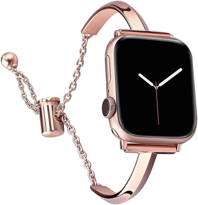 PlusRoc Stainless Steel Band Compatible with Apple Watch Band 38mm 40mm 41mm 42mm 44mm 45mm 46mm 49mm iWatch SE Series 11 10 9 8 7 6 5 4 3 2 1, Slim Versatile Bangle Bracelet for Women - Image 1