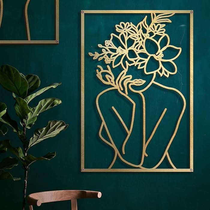 Glamativity 4 Pack Gold Wall Art Decor, Minimalist Single Line Real Metal Wall Art, Woman's Body Shape Abstract Wall Art (Gold Classic Style, 17 x 11.8'') - Image 3