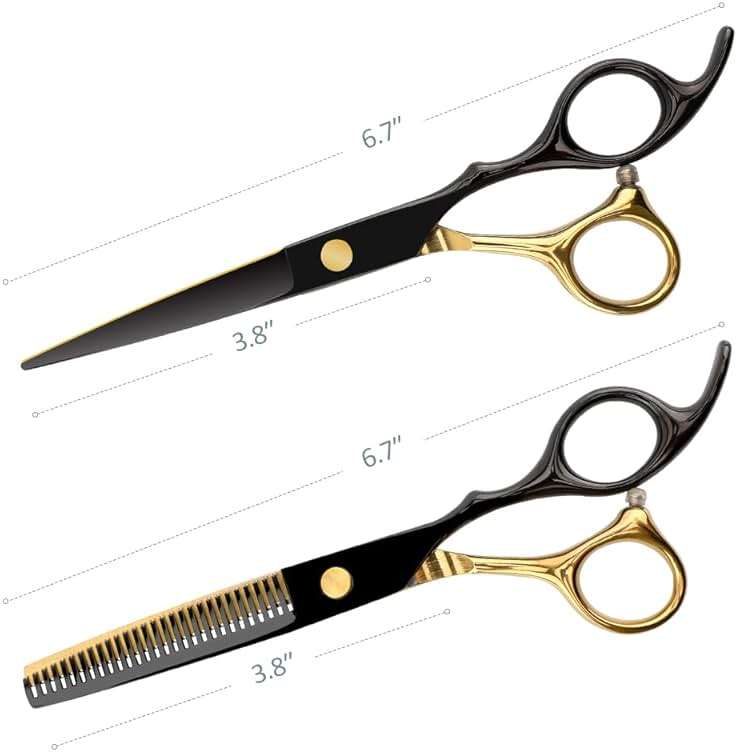Professional Black Gold Hairdressing Scissors Hair Cutting Sets Salon Multifunctional Straight Shears Teeth Scissors Thinning Shears blending shears Tools for Mother Father's Gift - Image 2