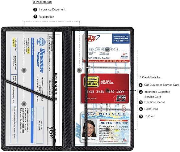 TOURSUIT Car Registration and Insurance Card Holder, Vehicle License Document Glove Box Compartment Organizer, Interior Car Accessories for Women Men (Carbon Fiber Black) - Image 3