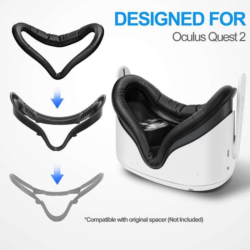 SUPERUS Facial Interface & Face Cover Pad for Oculus Quest 2, Sweat-Proof PU Foam Cushion - VR Accessories for Meta Quest 2, Compatible with Oculus Quest 2 Original Spacer - Image 2