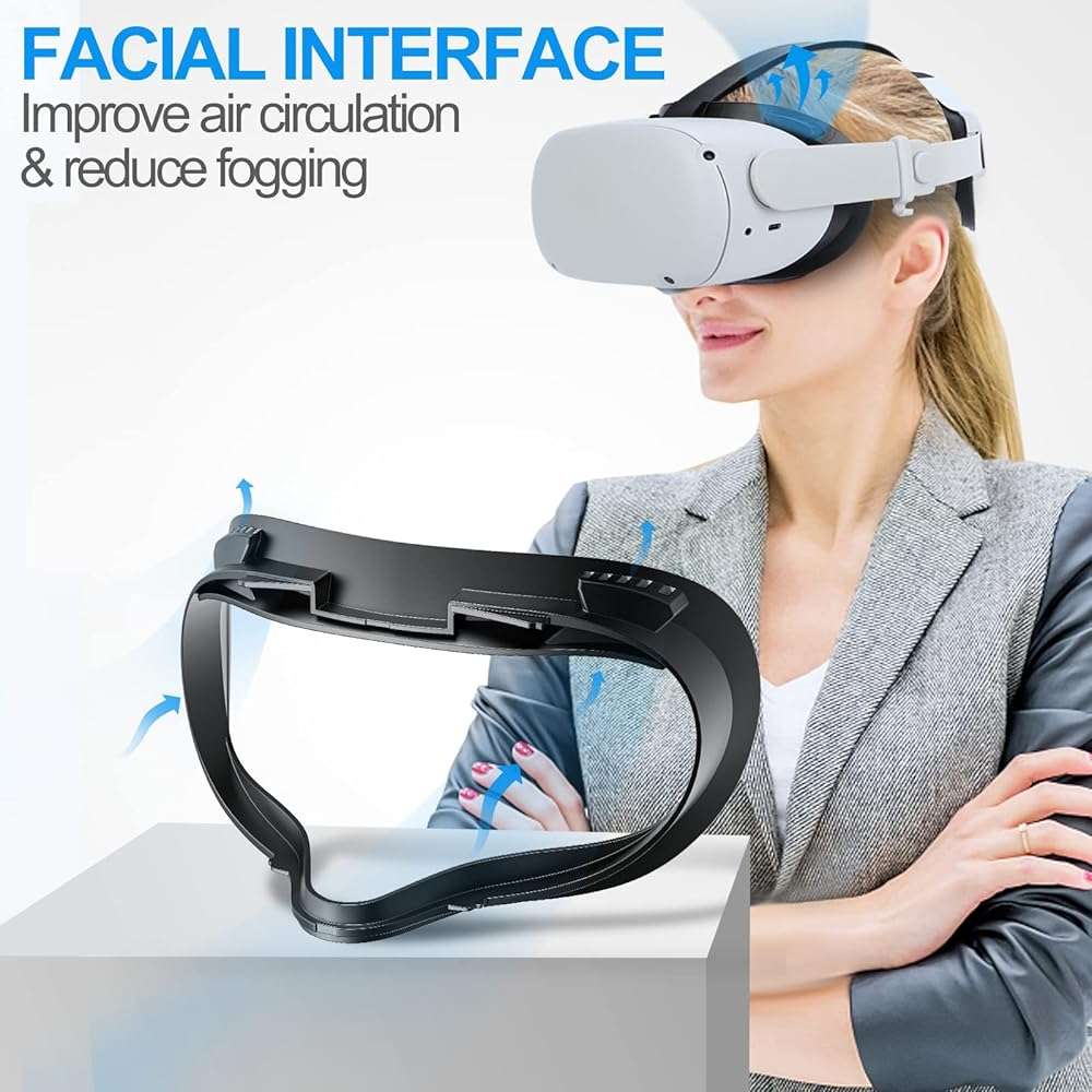 SUPERUS Facial Interface & Face Cover Pad for Oculus Quest 2, Sweat-Proof PU Foam Cushion - VR Accessories for Meta Quest 2, Compatible with Oculus Quest 2 Original Spacer - Image 3