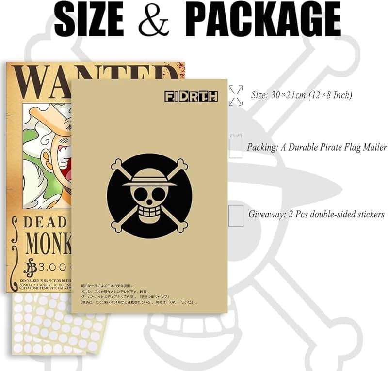 TYZZHOA 25PCS Anime [OP] Wanted Posters 30×21cm, New Bounty Edition, Straw Hat Pirates Crew Nika Luffy 3 Billion, Zoro, Sanji, [OP] Anime Gifts(Retro) - Image 3
