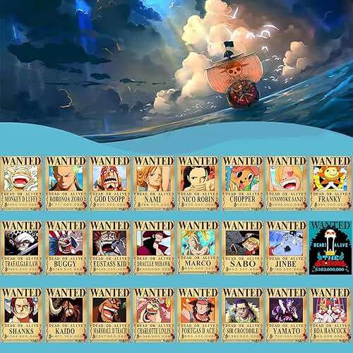 TYZZHOA 25PCS Anime [OP] Wanted Posters 30×21cm, New Bounty Edition, Straw Hat Pirates Crew Nika Luffy 3 Billion, Zoro, Sanji, [OP] Anime Gifts(Retro) - Image 4