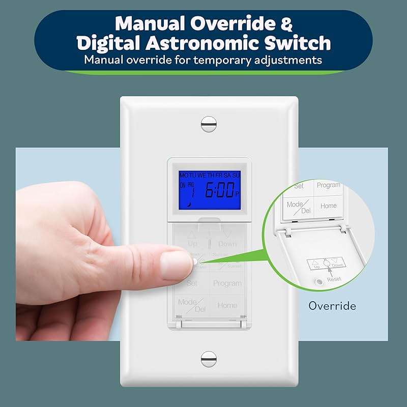 TOPGREENER Digital Astronomic Timer Switch, 7-Day Programmable Sunrise Sunset Timer for Lights, Fans, & Motors, Single-Pole or 3-Way, Neutral Wire Required, UL Listed, TGT01-HN-W, White - Image 5