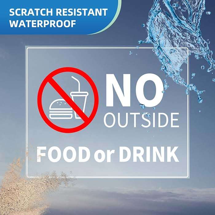 No Outside Food or Drink Sign Sticker 10x8 Inch Vinyl Window Door Signs Business Removable Waterproof Decal 2 Pack - Image 4