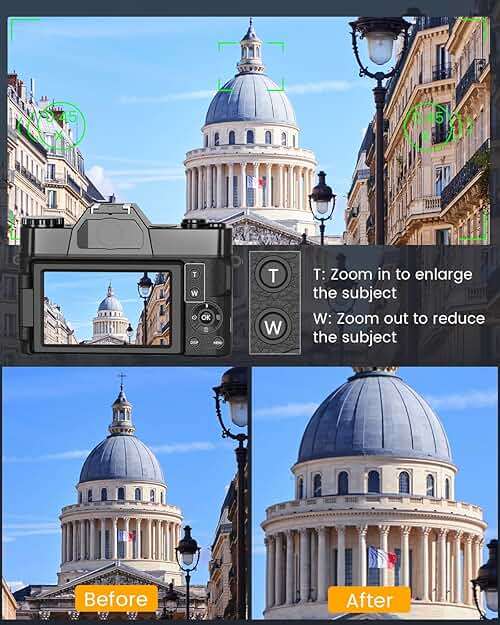 2026 Upgrade VJIANGER Digital Camera for Photography Vlogging Camera for YouTube with WiFi, 180° Flip Screen, 16X Digital Zoom, 52mm Lens, 2 Batteries, 32GB Micro SD Card(Black) - Image 4