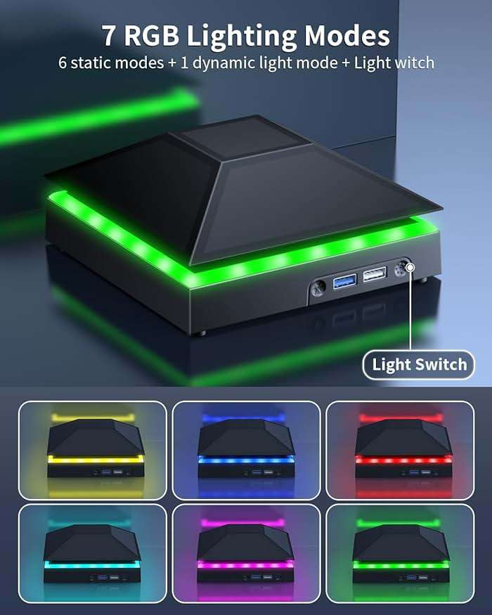 MENEEA Cooling Fan Dust Proof for Xbox Series X Console with Colorful Light Strip,Dust Cover Filter,Rubber Dust Plugs,Low Noise Top Fan with 3 Gears,Cooler&Light Independent Touch Switch, 2 USB Port - Image 4