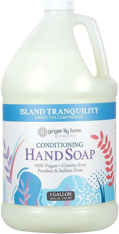 Ginger Lily Farms Botanicals All-Purpose Liquid Hand Soap Refill, Island Tranquility, 100% Vegan & Cruelty-Free, Green Tea Lemongrass Scent, 1 Gallon (128 fl oz) - Image 1