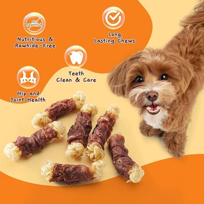 Jungle Calling Long Lasting Dog Chews for Medium Large Dogs, Duck Wrapped Beef Tendon Braid Bones - Rawhide-Free Hip and Joint Support Treats with Glucosamine - Image 5