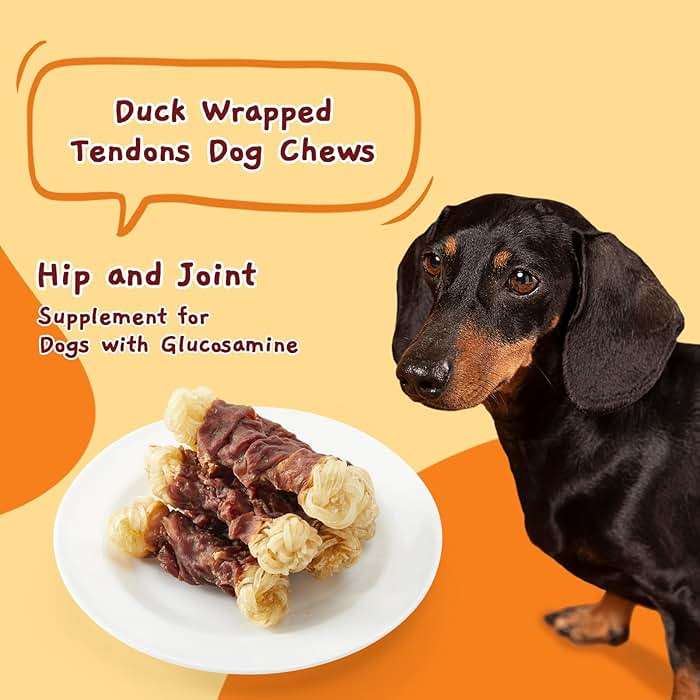 Jungle Calling Long Lasting Dog Chews for Medium Large Dogs, Duck Wrapped Beef Tendon Braid Bones - Rawhide-Free Hip and Joint Support Treats with Glucosamine - Image 6