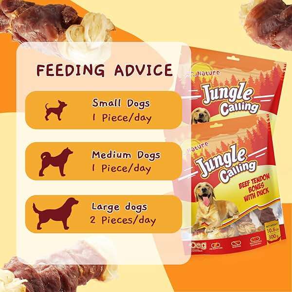 Jungle Calling Long Lasting Dog Chews for Medium Large Dogs, Duck Wrapped Beef Tendon Braid Bones - Rawhide-Free Hip and Joint Support Treats with Glucosamine - Image 7